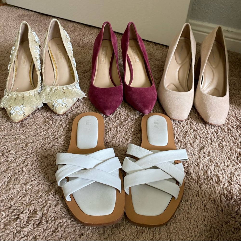 Shoe Lot - 3 Antonio Melani heels and 1 pair of Crevo Sandals